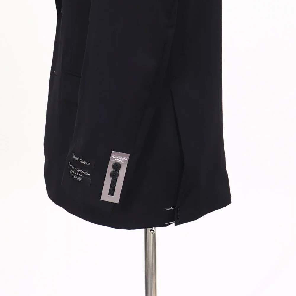 Jos. A. Bank 42L Black Solid 2-Button Sport Coat Blazer Jacket T232